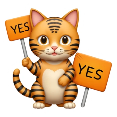 tabby cat holding a sign that says 'yes' sticker