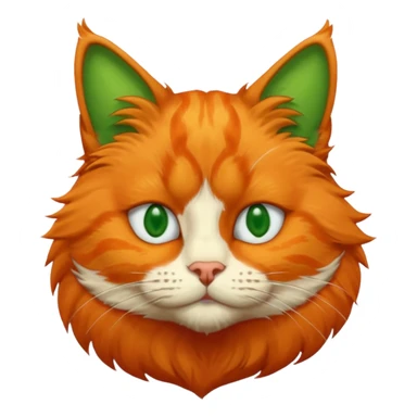 try orange cat missing his right eye and has a green left eye, with an orange patch of fur near his nose sticker