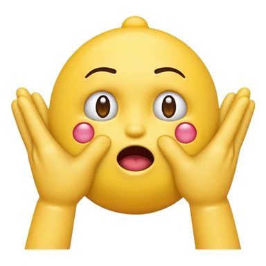Yellow emoji doing choking emote with hands sticker
