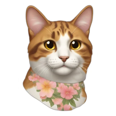 buff calico cat  he has a mullet, a floral designed t shirt that is unbuttoned sticker