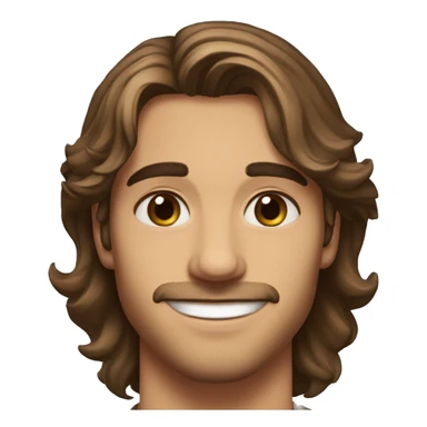 Handsome man, 22 years old, light mustache and chin hair, long brown hair, hazel eyes, good eyebrows, beautiful smile sticker