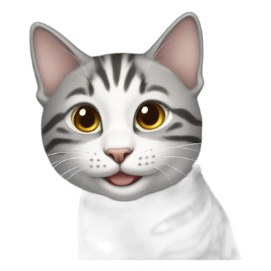 smile-white and gray tabby-cat sticker