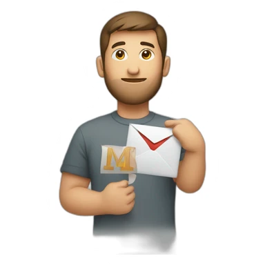 a guy holding M letter logo sticker