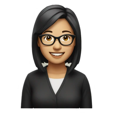 asian Woman in black glasses smiling  sticker