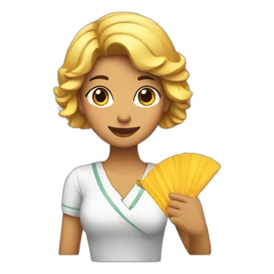 chica con abanico en la mano sticker