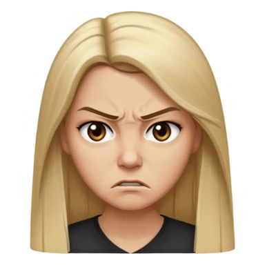 Mujer color de piel moreno claro, con cabello rubio largo, lacio y suelto, ojos negros, enojada  sticker