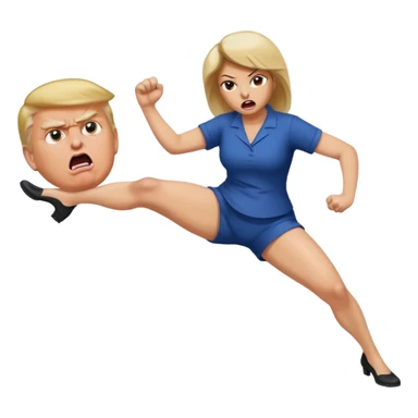 woman kicking donald trump in the testicles sticker