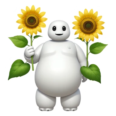 Baymax from Big Hero 6 holding unflower In one hand  sticker