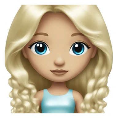 ocean blue doll eyes, blonde glowing silky long hair, girl, feminine, fragile, pink, angelic, in love sticker
