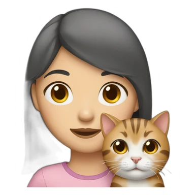 asian girl with tabby cat sticker