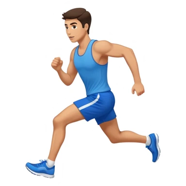 brunette fit man with blue shorts running very fast sticker