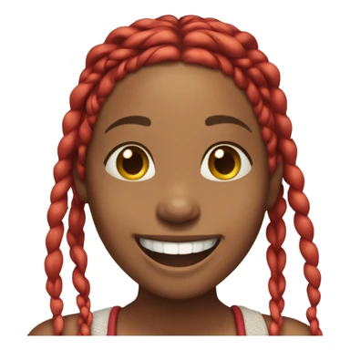brown skin girl with red box braids laughing sticker