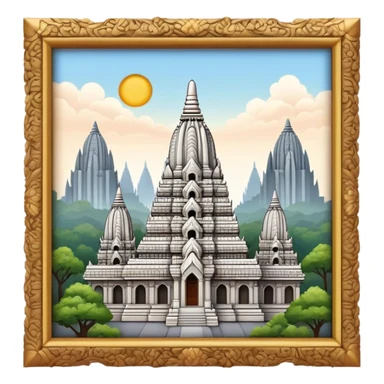 Cinematic Realistic Prambanan Temple Landmark Emoji, depicted as an ornate Hindu temple complex rendered with lifelike detail and dramatic, historical lighting. sticker