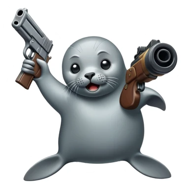 a seal shooting itself in a memeful way sticker
