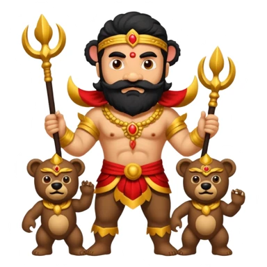 Ravana sura with bear and mustach young beautiful and terror with ten heads sticker