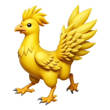 Running chocobo from Final Fantasy, yellow bird in fast motion with legs extended sticker