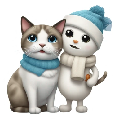 Snowman holding a Siamese cat sticker
