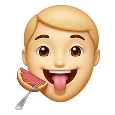happy face with small tongue out tasting delicious food sticker