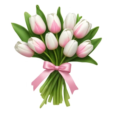 bouquet of white tulips and some pink tulips with a bow around it sticker