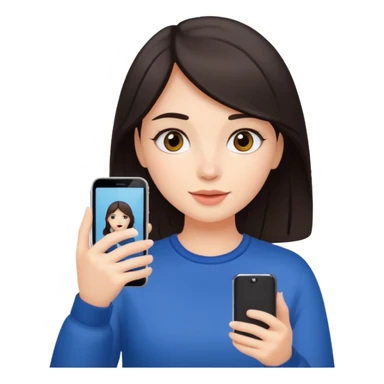 quiero crear una chica con una movil como si estuviese grabando cosas como si estuviese grabando vlog con el pelo oscuro  sticker