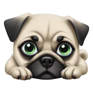 2 Baby pugs 1 with green eyes and 1 with blue  sticker