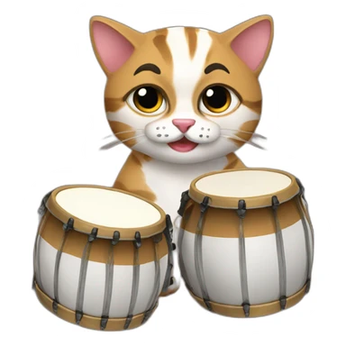 Kat met bongos sticker