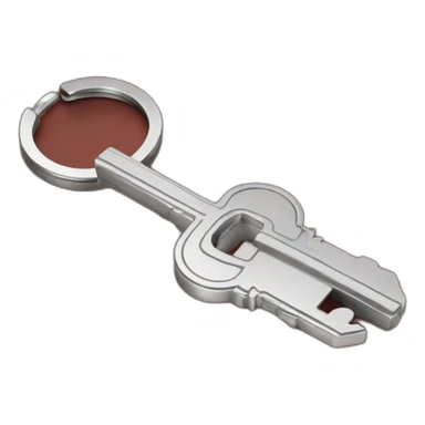 Old silver key attached to red float key ring sticker