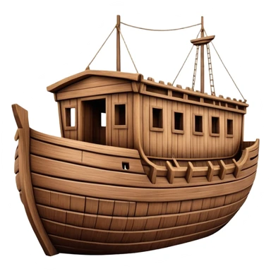 Empty wooden Noah's ark ship, massive and wide with no animals, realistic detailed wooden structure sticker