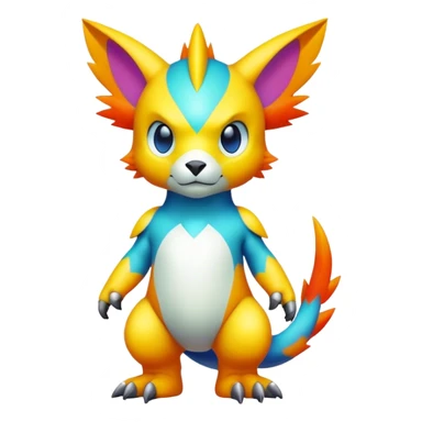 Cute cool colorful Digimon-animal-hybrid full body sticker