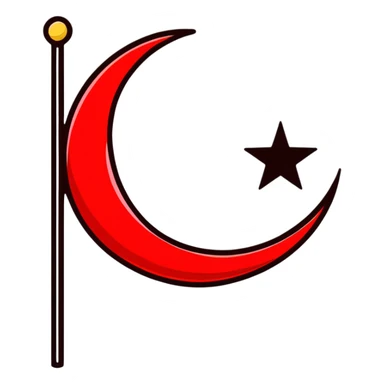 red flag with crescent moon and star sticker