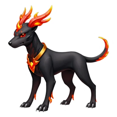 Futuristic volcanic elemental badass cool tough evil Houndoom-Houndour-Genesect-Pokémon-Fakémon-hybrid-creature sticker