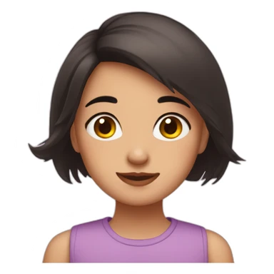 Cute girl with chickadees short dark hair sticker