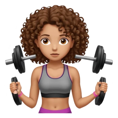 worried face, curly hair girl, gym sticker