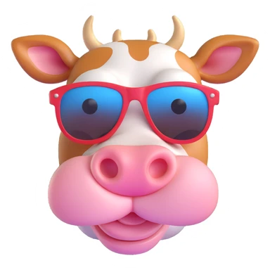 a simple and bold cow with stylish sunglasses sticker