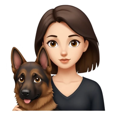 Brunette girl with german sheperd  sticker