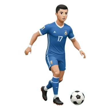 Ronaldo dribbling with a touch into a football While wearing a 2018 Retro blue kit  sticker