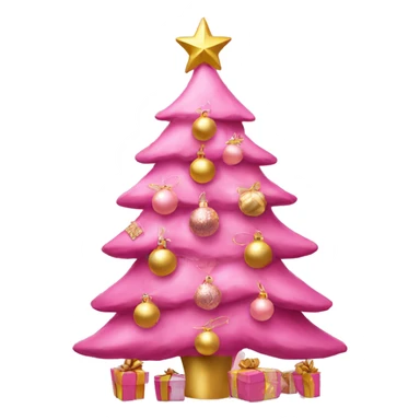pink Christmas tree with pink and gold decorations  sticker