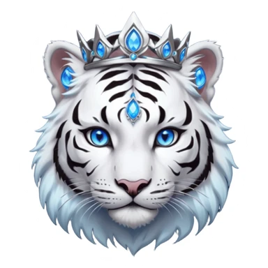 ESO Female white/black tiger khajiit leader of the umbral rose, glowing blue eyes, glowing blue 'third eye' gem; shadow gem silver tiara sticker