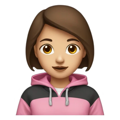 Girl with short brown hair and brown eye who wearing black hoodies with pink pants  sticker