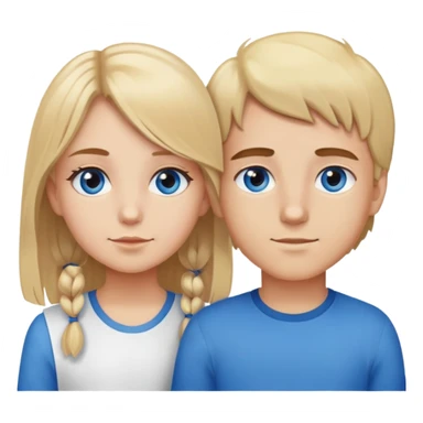 Brother and sister, brother has brown eyes and hair and sister has blond hair and blue eyes sticker