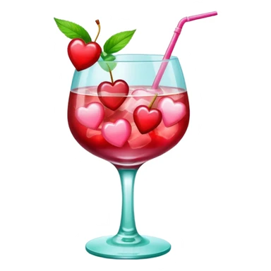 galentines red and pink cocktail with heart cherry sticker