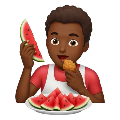Black guy eating fried chicken and watermelon sticker