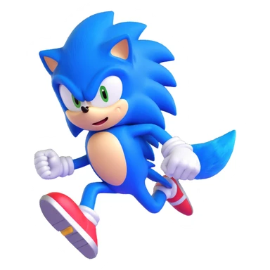Sonic the Hedgehog, 3D style, shiny blue fur, dynamic action pose sticker