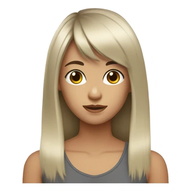 Dark brown long hair bangs girl with hazel eyes sticker