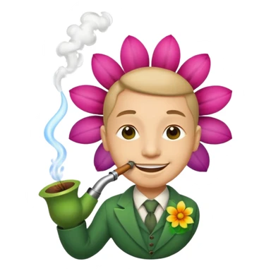 smiling flower smoking a pipe sticker