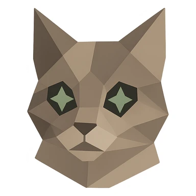 cat with charm eyes as a minimalist geometric logo sticker