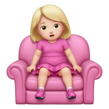 Little Girl falling off of a chair while standing up on it she is fat but not too fat and is wearing pink clothes sticker