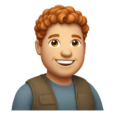 Bading redish curly hair guy with corners in the hair chubby smiling sticker