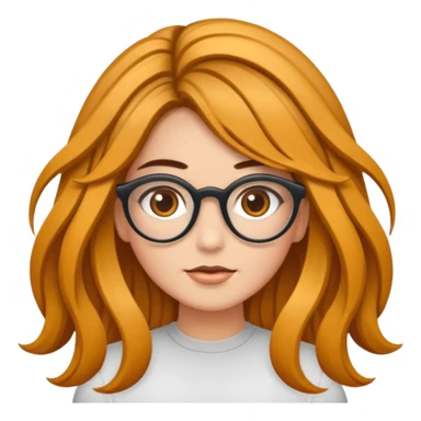 Uma garota de cabelos cacheados compridos e mechas loiras, com pele morena  e óculos sticker