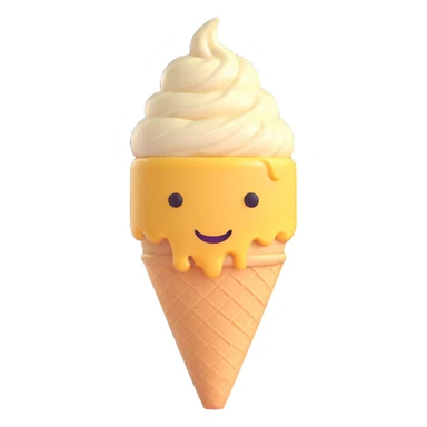 friendly smooth detailed vanilla ice cream 3D emoji style sticker